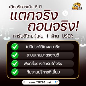 tgz88 ฝากถอนทรูวอลเล็ต ออโต้ ไม่มีขั้นต่ำ โอนไว